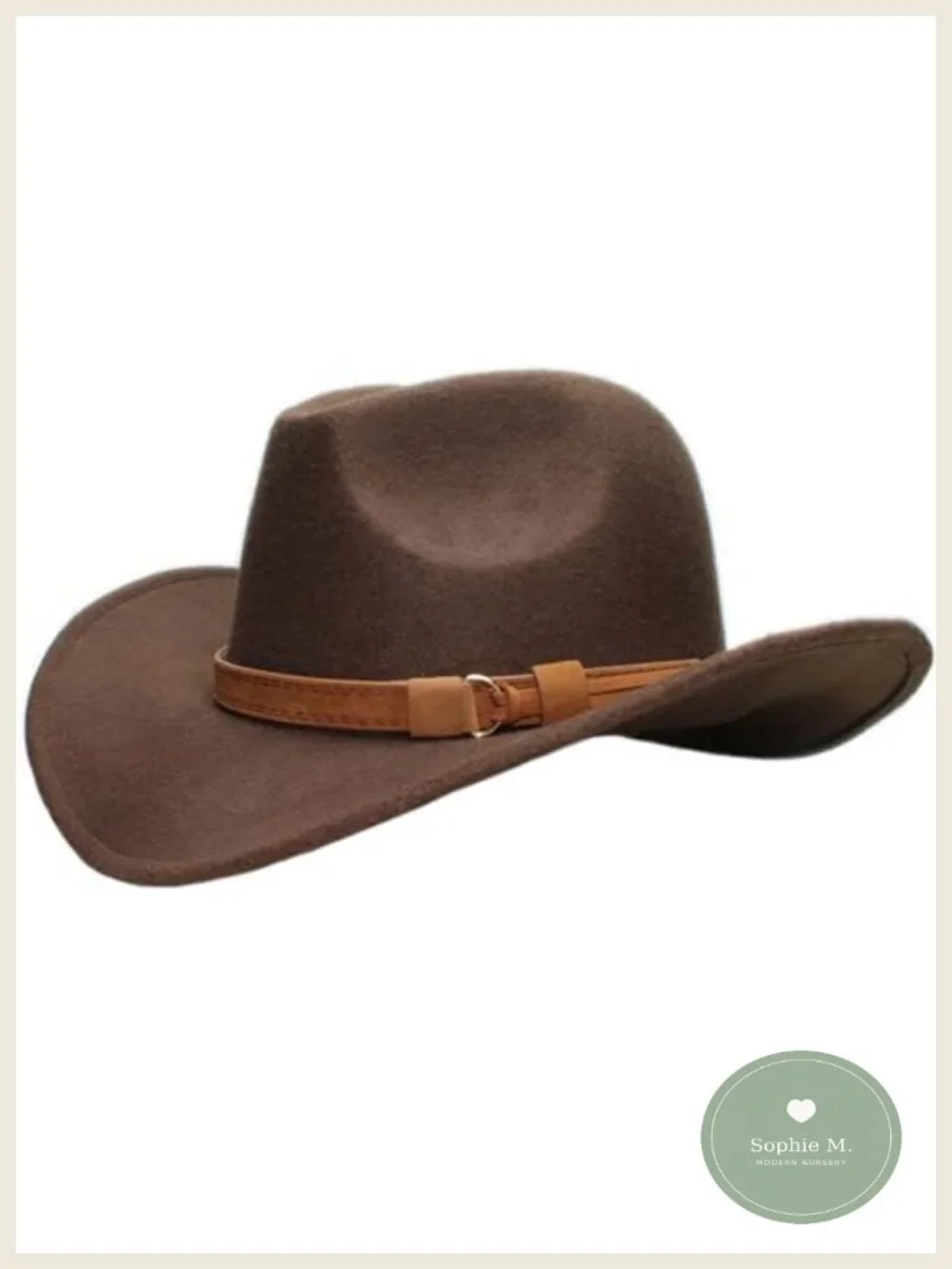 Kids Cowboy Hat with Leather Hatband - Wide Brim Western Sun Hat